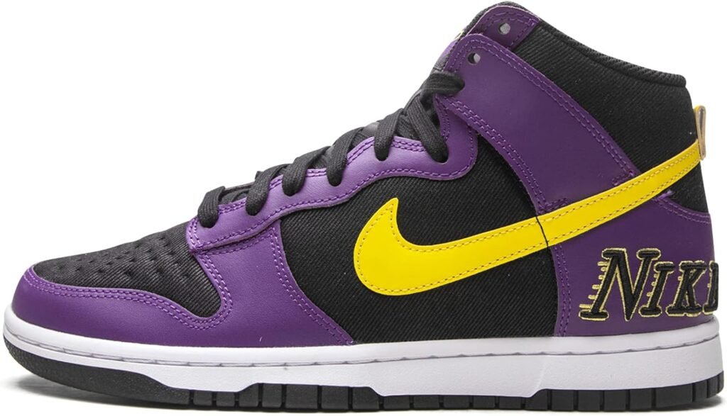 Nike Mens Dunk High EMB Lakers Black/Opti Yellow/Court Purple/Wht (DH0642 001)
