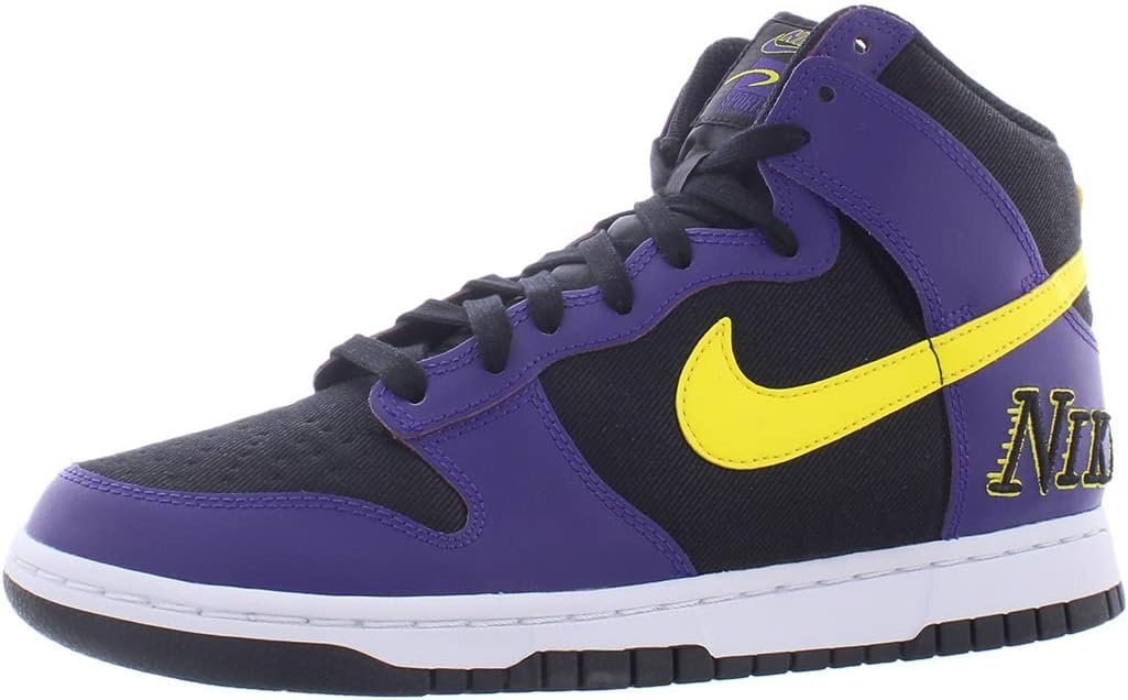 Nike Mens Dunk High EMB Lakers Black/Opti Yellow/Court Purple/Wht (DH0642 001)